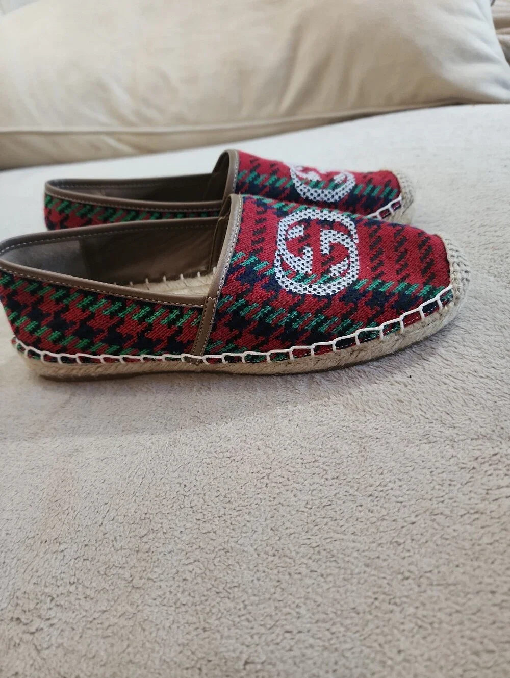 Designer Style Canvas  Espadrilles embroidered double-G style .